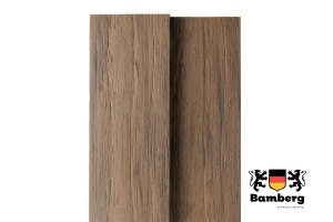 Полнотелая Террасная доска ДПК Bamberg Solid Fossiled, Lebanese Cedar (Окаменелое дерево) — Black Deck